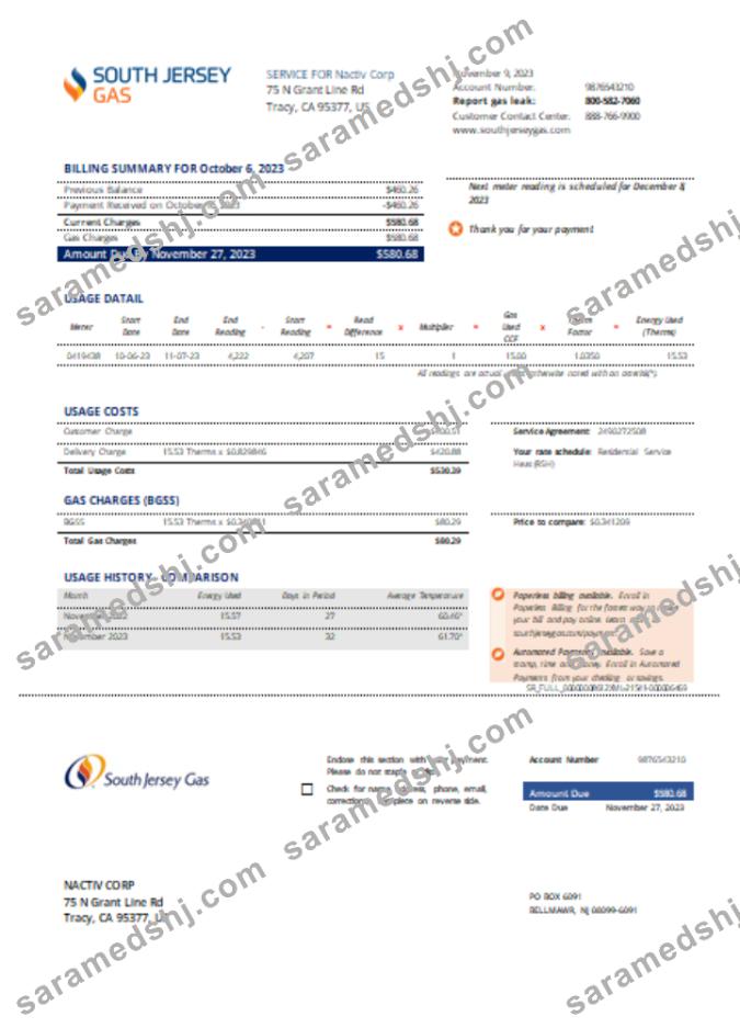 New Jersey Gas utility business bill, SCR